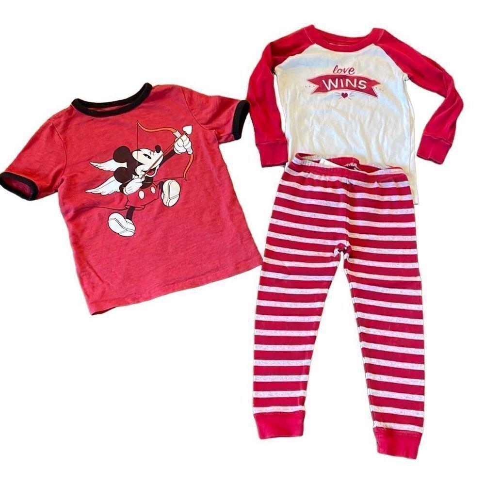 4t love themed pajama and shirt bundle set